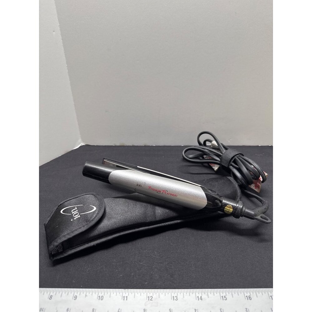 Ion Titanium Platinum Flat Iron 1-Inch Hair Straightener With Heat-Resistant Tra